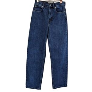 Everlane The Way High Organic Cotton Straight Leg Blue Indigo Jeans Size…